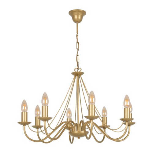 Złoty żyrandol świecznikowy Bartez 8 ramion glamour do salonu i jadalni.jpg