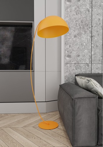 Lampa ARCOS pomarańczowa eleganckie oświetlenie do salonu i sypialni przy sofie.jpg