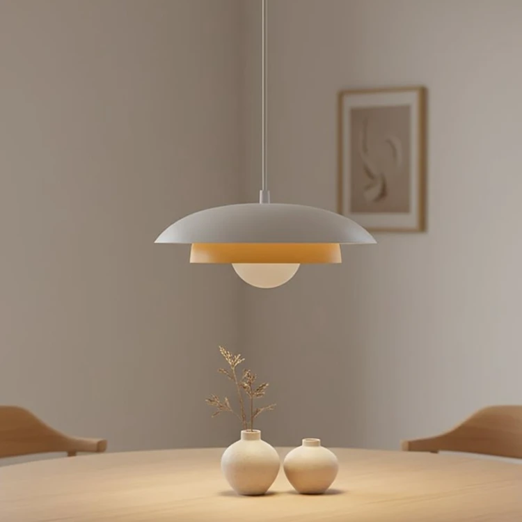 Skin 1 WH biało-pomarańczowa, lampa wisząca, średnica 30cm nad stół.jpg