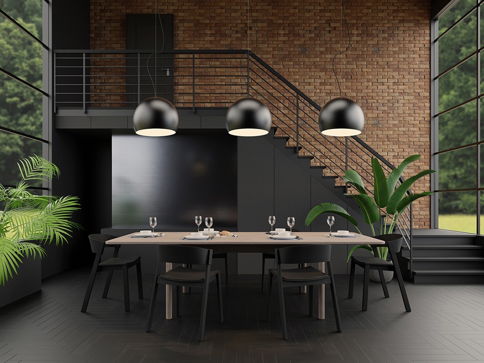 cocco 3-4 sfera kolor czarny-biały lampa nad stół w salonie, jadalni, industrialny, nowoczesny styl