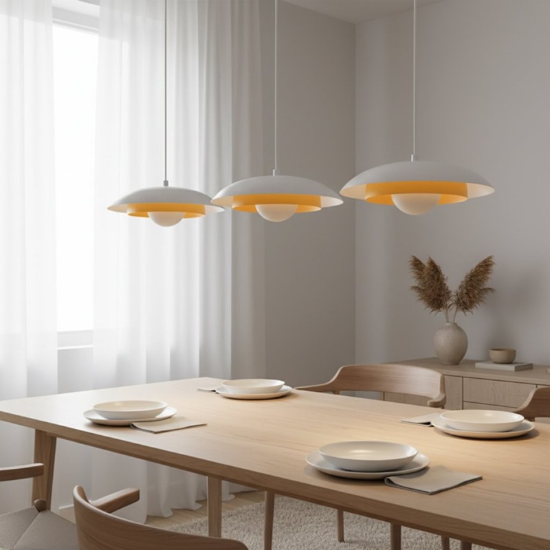 lampa wisząca potrójna Skin WH biało pomarańczowa nad stół.jpg