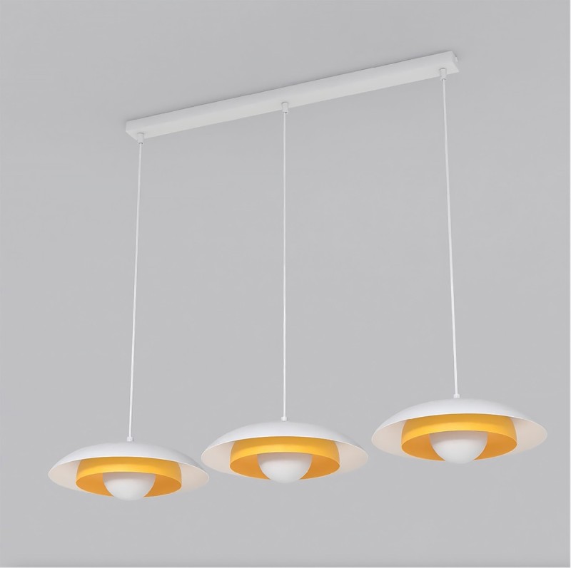 lampa sufitowa Skin WH potrójna do jadalni i kuchni biało pomarańczowa.jpg