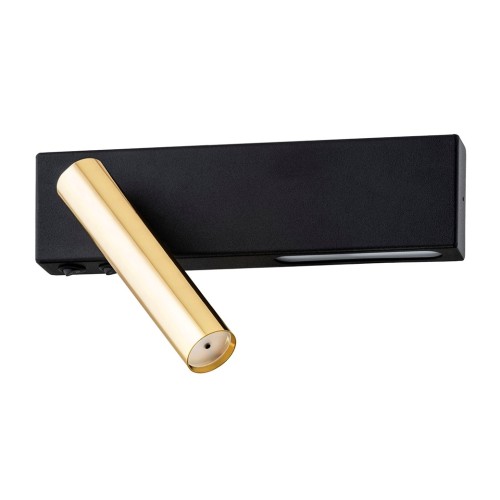 złoty reflektor kinkiet Jasper lewy regulowany lampka do czytania z oprawą żarówki G9 czarna konstrukcja.jpg