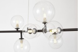 nowoczesna lampa wisząca czarna z 9 kloszami szkło przezroczyste do jadalni Boston 120.jpg