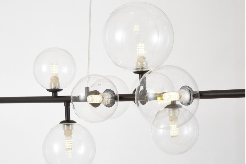 nowoczesna lampa wisząca czarna z 9 kloszami szkło przezroczyste do jadalni Boston 120.jpg