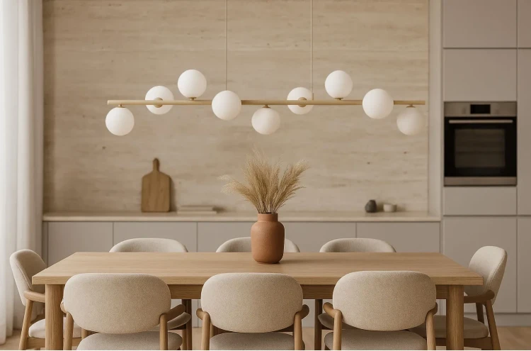 Lampa-wisząca-Ardi-9-nad-podłużnym-stołem-w-jadalni-kolor-beżowy.webp