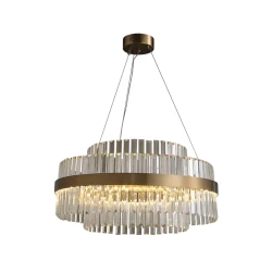 Żyrandol kryształowy glamour Venus 60 cm LED złoty mosiądz do eleganckiego salonu.webp