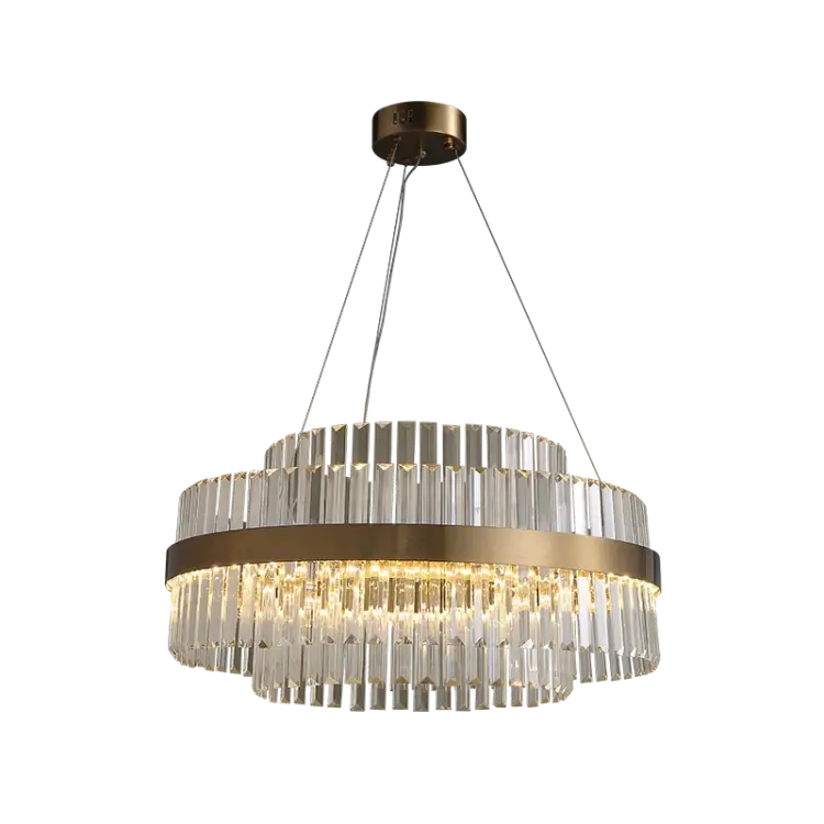 Designerski żyrandol kryształowy Venus LED 60 cm złoty do salonu sypialni i jadalni.webp