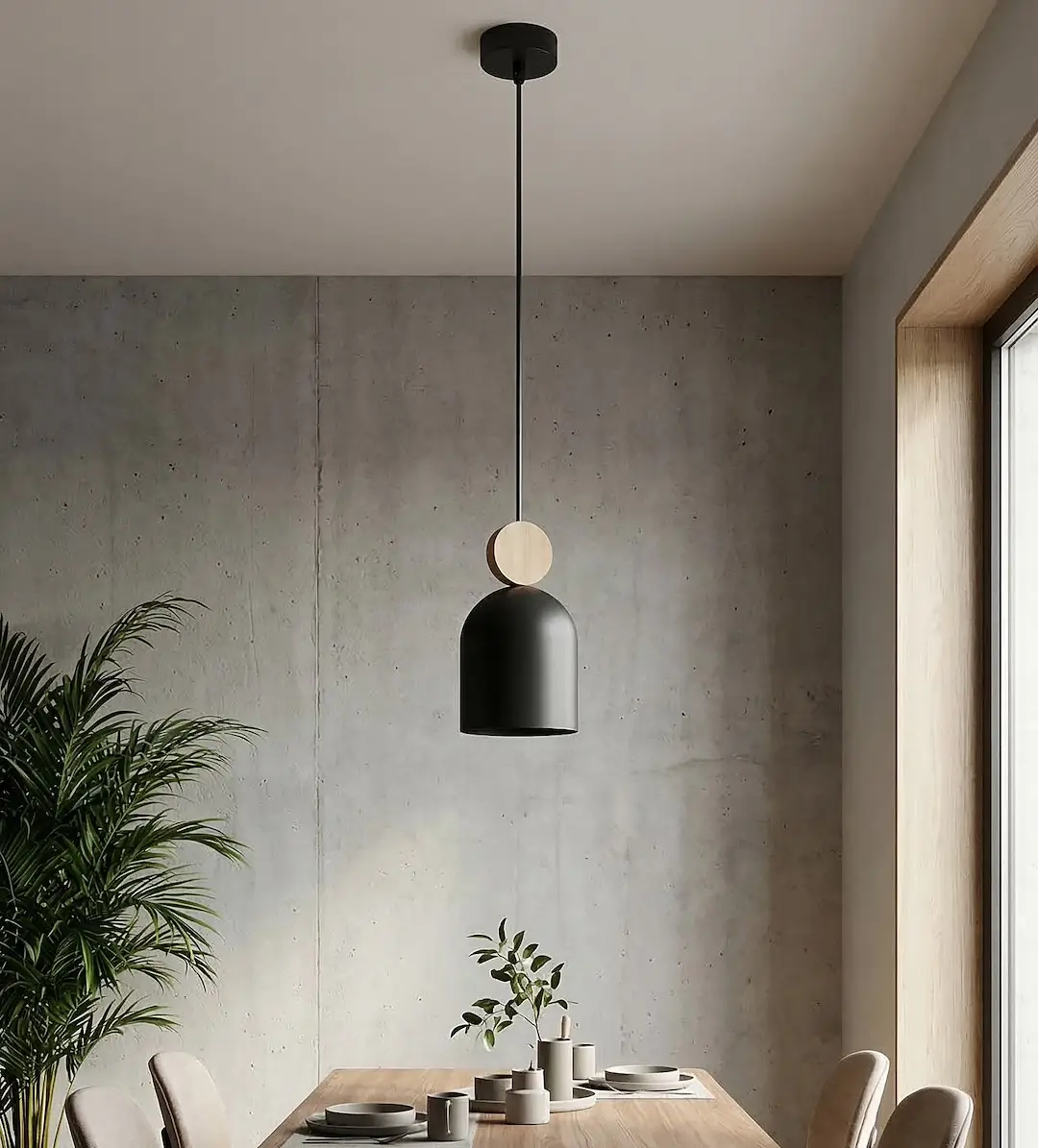 Designerska czarna lampa wisząca Mesi 1 do salonu i nowoczesnego wnętrza.webp
