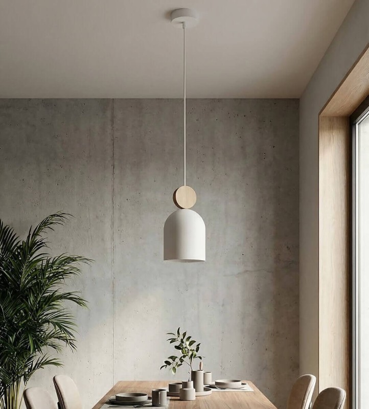 Minimalistyczna lampa wisząca Mesi 1 White do salonu w stylu nowoczesnym.jpg