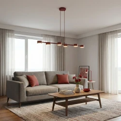 Megara 6 Burgundowa – industrialna lampa wisząca do salonu, jadalni i kuchni-1.webp