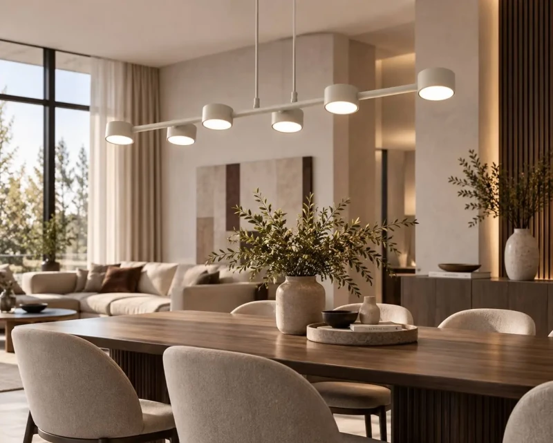 Megara-Mocca-6-podłużna-lampa-wisząca-nad-stołem-140-180cm -w-eleganckim-salonie.webp