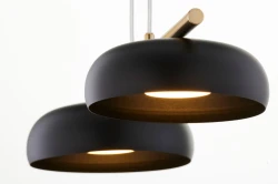 lampa wiszaca Olaf 2 czarno-złota klosze.webp