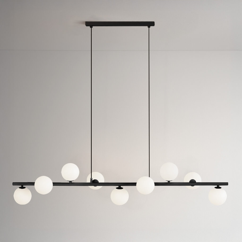 Ardi Black 9 – czarna lampa wisząca z dziewięcioma szklanymi kloszami w kształcie kul.jpg