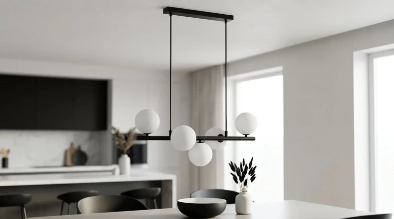 Lampa-wisząca-podłużna-_-białe-klosze-Ardi-Black-5-nad-stołem.webp