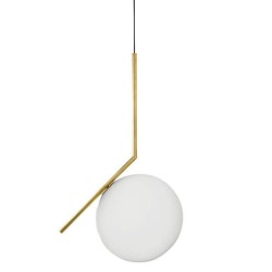 biała kula nowoczesna lampa wisząca White Ball 20  mosiądz