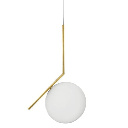 biała kula nowoczesna lampa wisząca White Ball 20  mosiądz
