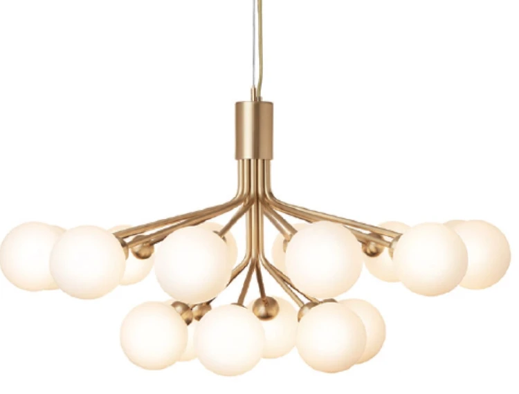 White Ball 18  duży designerski żyrandol białe  kule nowoczesny