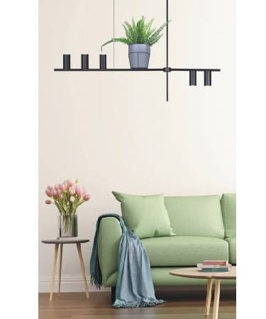 Rocco z kwietnikiem nowoczesna designerska-długa lampa wisząca czarna