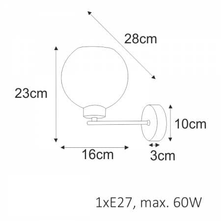 Aldar kinkiet nowoczesny szklany klosz
