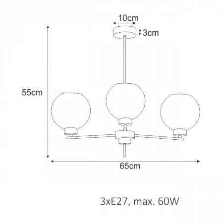 Aldar 3 lampa wisząca nowoczesna trzy szklane klosze