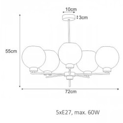 Aldar 5 lampa wisząca nowoczesna pięć szklanych kloszy