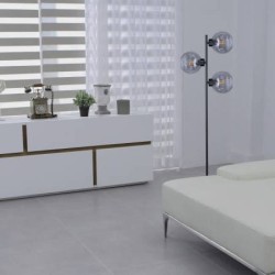 Aldar podłogowa  lampa nowoczesna trzy szklane klosze