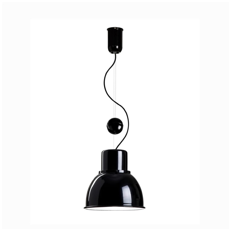 Reflex Mini regulowana czarna blyszcząca lampa wisząca retro