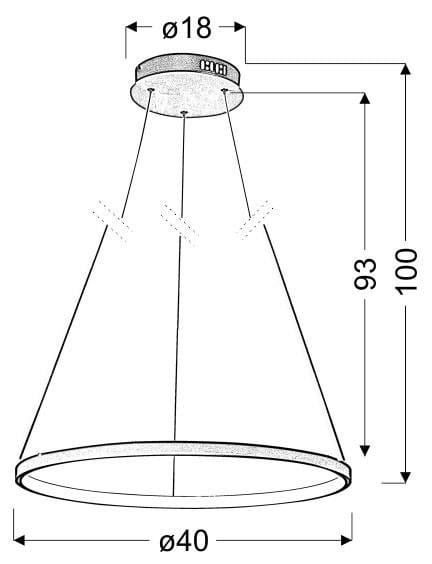 Lune 40 chrom pojedynczy pierścień LED okrągła lampa wisząca