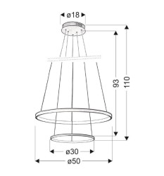 Lune 50 chrom dwa pierścienie LED okrągła lampa wisząca 40W