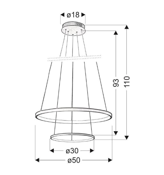 Lune 50 chrom dwa pierścienie LED okrągła lampa wisząca 40W