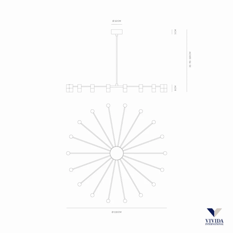 Galileo okrągła lampa wisząca LED, nowoczesny designe, 18 punktów świetlnych