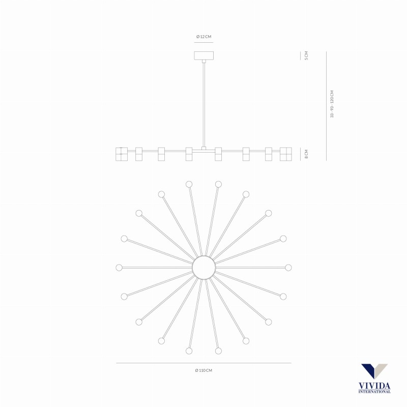 Galileo okrągła lampa wisząca LED, nowoczesny designe, 18 punktów świetlnych