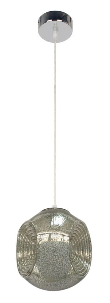 Clup srebrna patynowa lampa wisząca szklana
