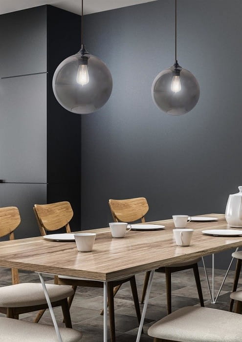 Edizon szklana kula srebrna lampa wisząca