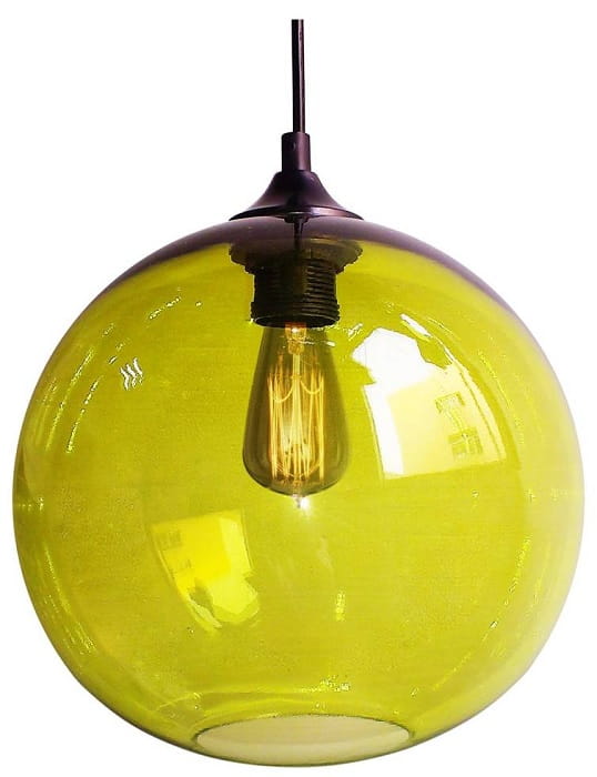 Edizon szklana kula zielona lampa wisząca