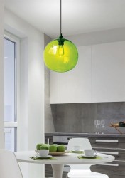 Edizon szklana kula zielona lampa wisząca