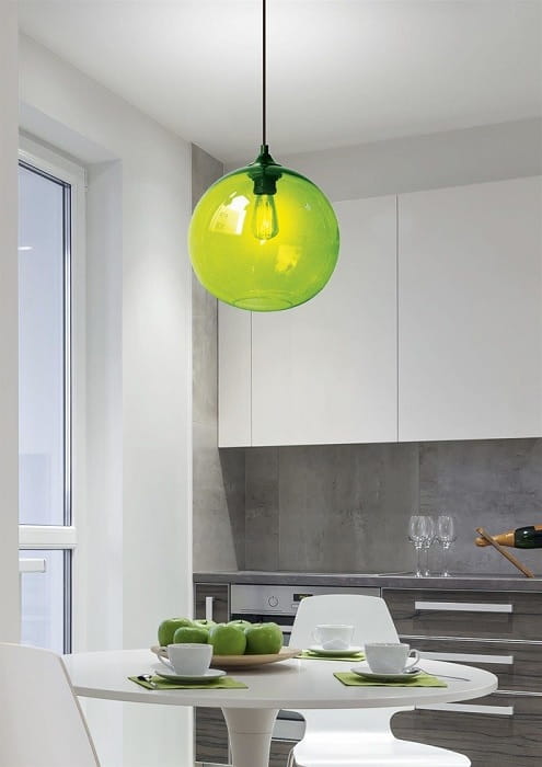 Edizon szklana kula zielona lampa wisząca