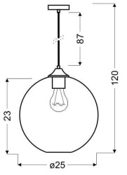 Edizon szklana kula czerwona lampa wisząca