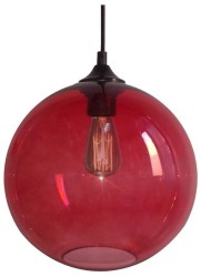 Edizon szklana kula czerwona lampa wisząca