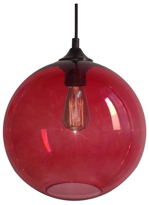 Edizon szklana kula czerwona lampa wisząca