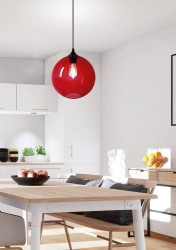 Edizon szklana kula czerwona lampa wisząca