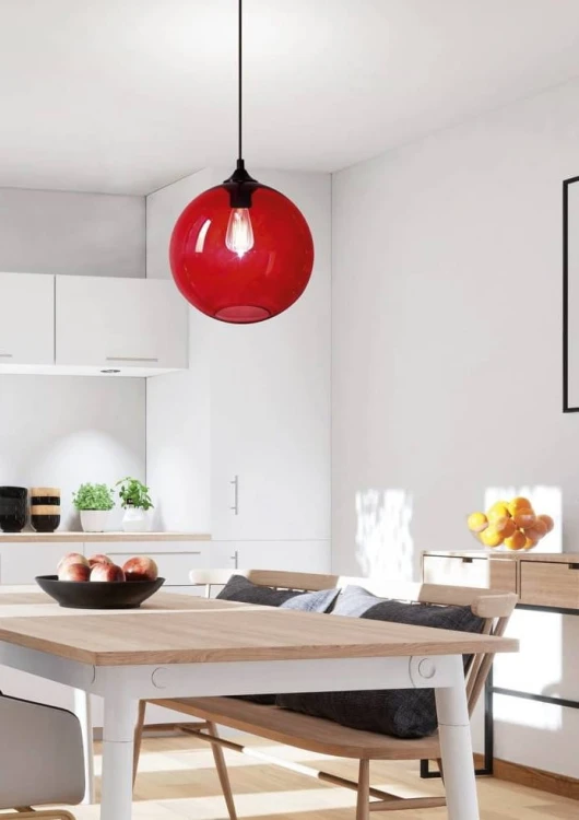 Edizon szklana kula czerwona lampa wisząca