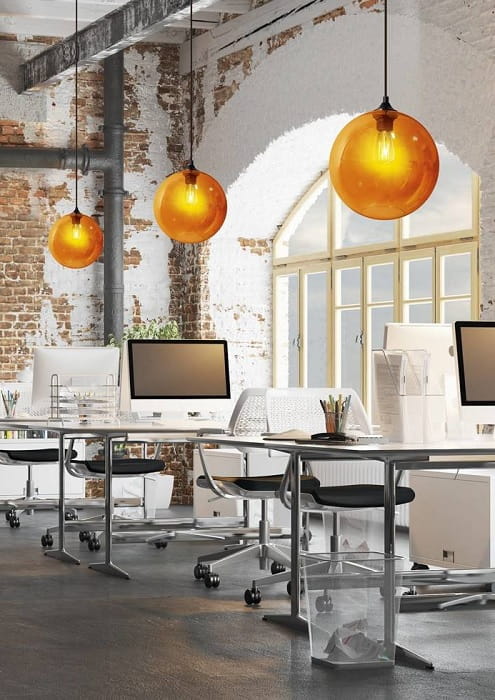 Edizon szklana kula bursztyn lampa wisząca