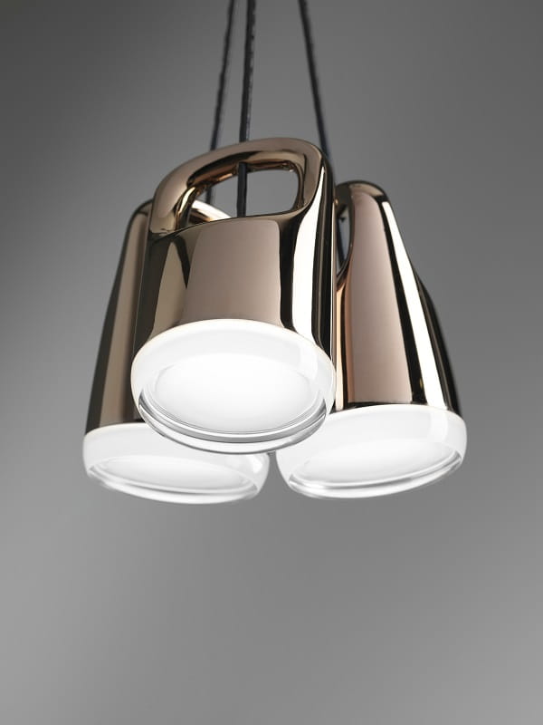 Bag potrójna  elegancka nowoczesna lampa wisząca biała, czarna, złota