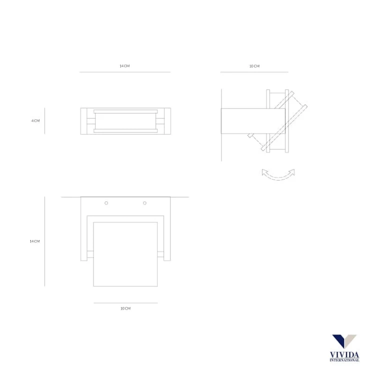 Axella  kwadrat lampa ścienna regulowana biała, czarna, beżowa