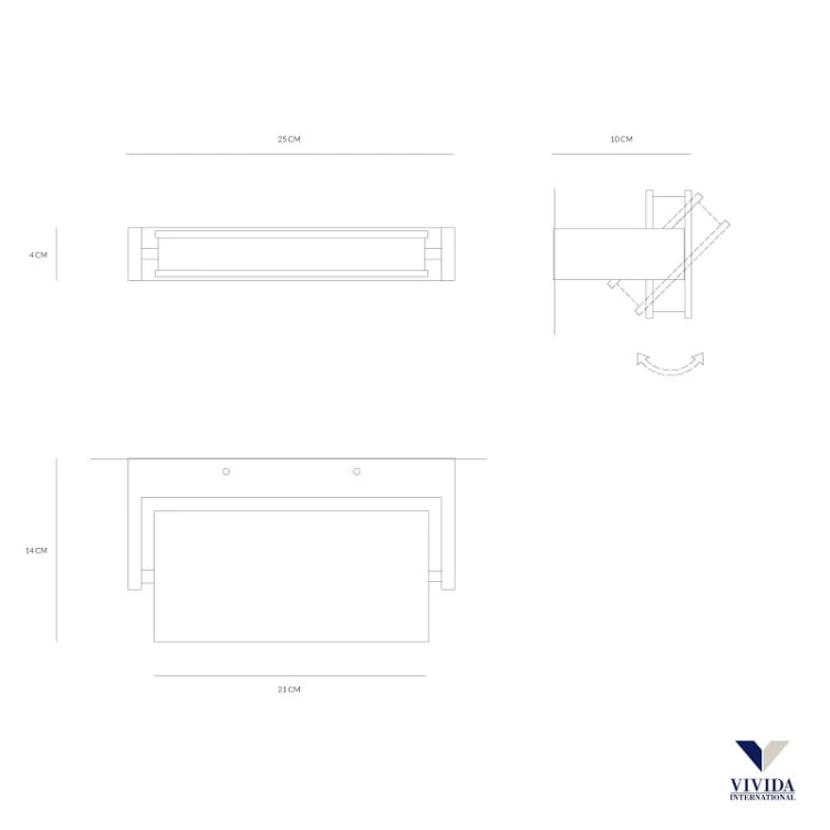Axella  prostokątna  lampa ścienna regulowana, kinkiet, biała, czarna, beżowa