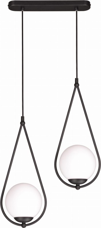 Neve Black dwie mleczne kule lampa wisząca