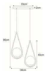 Neve Gold dwie mleczne kule lampa wisząca