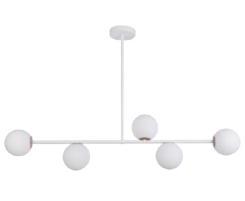 Lampa  wisząca pozioma biała sszklane mleczne klosze Gama 5.jpg